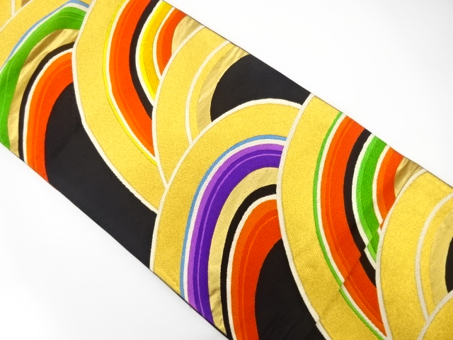 JAPANESE KIMONO / ANTIQUE FUKURO OBI / SILK / WOVEN WAVE